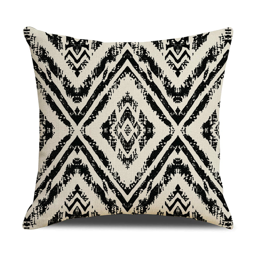 DHSBL-S8，HOSTECCO Boho Geometric Pillow Covers 18x18 inch Set of 4 Black and White Pillow Cases for Couch Sofa