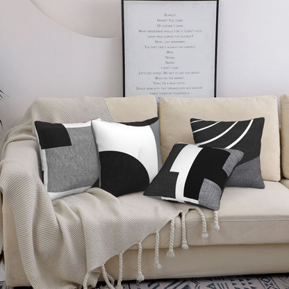 DHSGP-S1, Geometric Throw Pillow Covers 18x18 inch Black White and Grey Pillow Cases for Sofa Couch