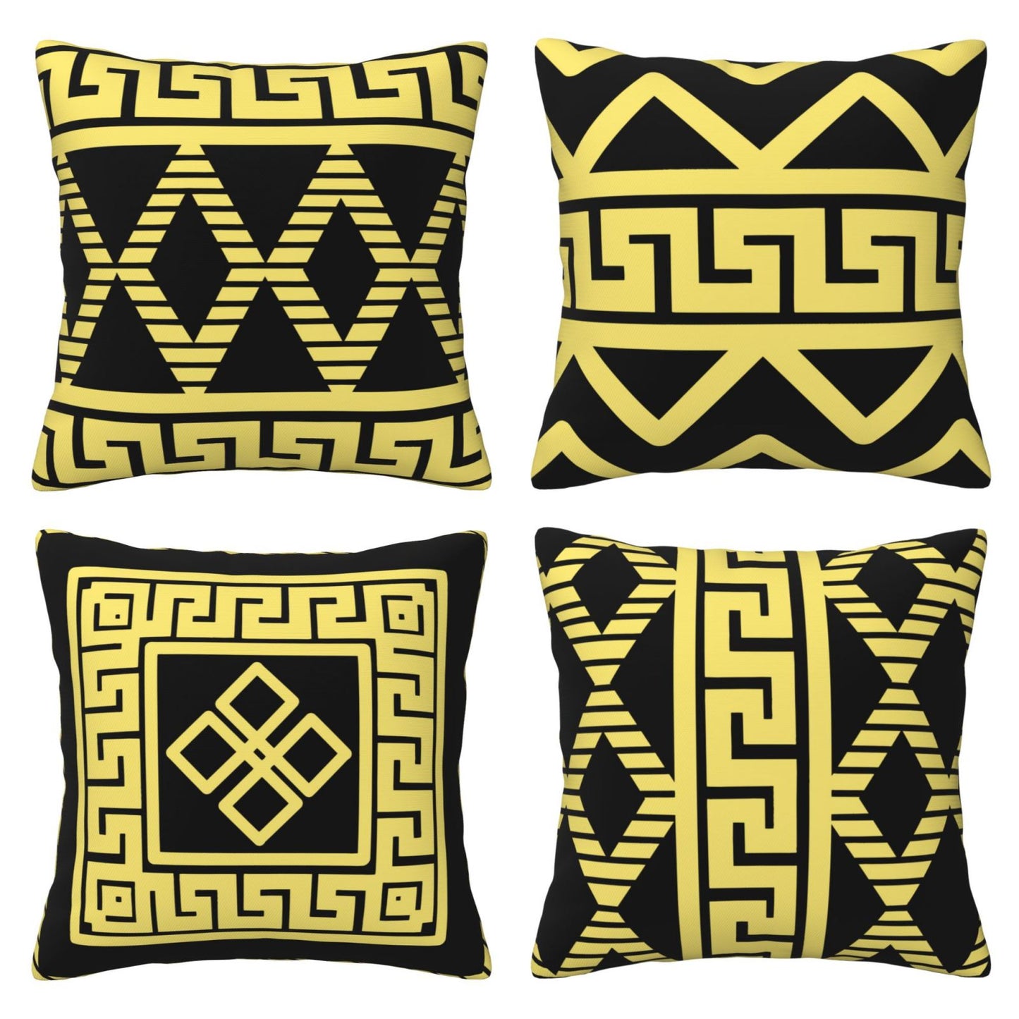 HOSTECCO Geometric Throw Pillow Covers 18x18 inch Greek Key Ethnic Pillow Cases for Sofa Couch