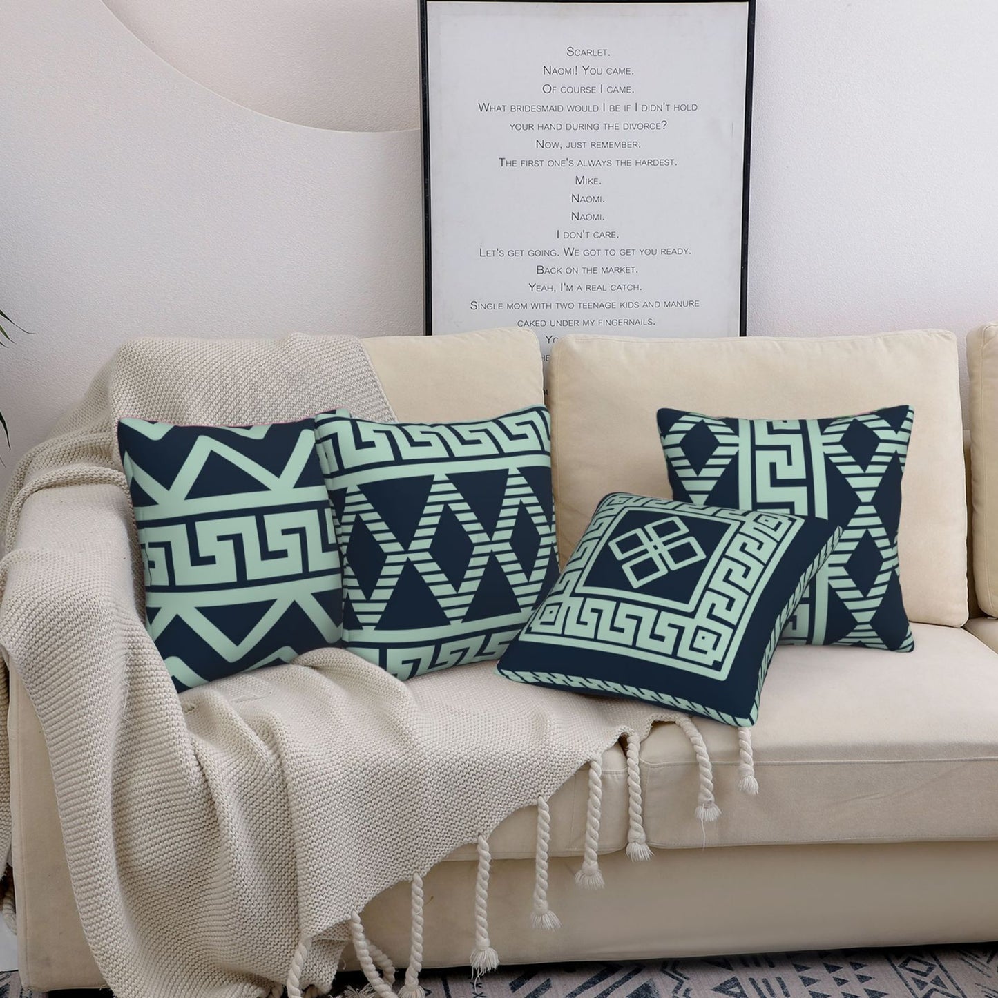 DHSGP-S3, HOSTECCO Geometric Throw Pillow Covers 18x18 inch Boho Ethnic Pillow Cases for Sofa Couch