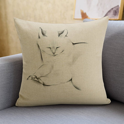 HOSTECCO Cat Throw Pillow Covers 18x18 inch Animal Painting Pillow Cases Pet Farmhouse Decorative Cushion Covers for Sofa Couch