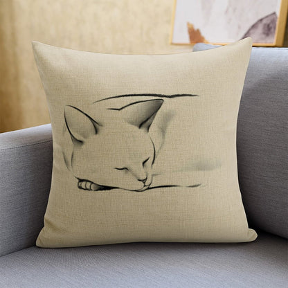 HOSTECCO Cat Throw Pillow Covers 18x18 inch Animal Painting Pillow Cases Pet Farmhouse Decorative Cushion Covers for Sofa Couch