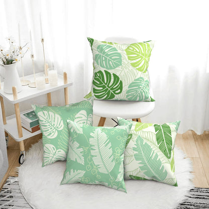 DHSZP-S1，HOSTECCO Tropical Throw Pillow Covers 18x18 inch Set of 4 Green Leaves Pillow Cases for Sofa Couch