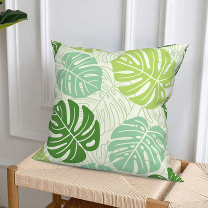 DHSZP-S1，HOSTECCO Tropical Throw Pillow Covers 18x18 inch Set of 4 Green Leaves Pillow Cases for Sofa Couch