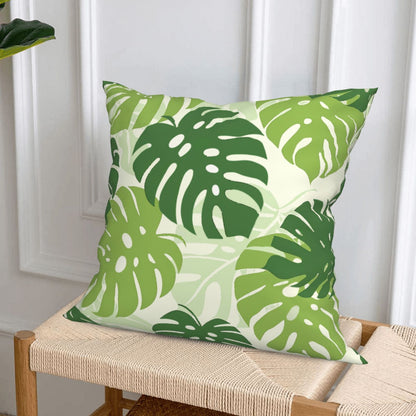 DHSZP-S2，HOSTECCO Botanical Throw Pillow Covers 18x18 inch Set of 4 Tropical Green Leaves Pillow Cases for Sofa Couch