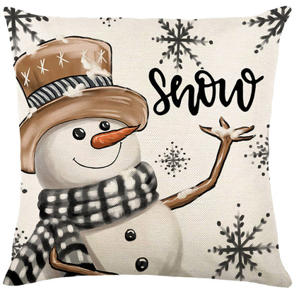 Grey Christmas Throw Pillow Covers 18x18 inch Winter Holiday Buffalo Plaid Xmas Cushion Covers