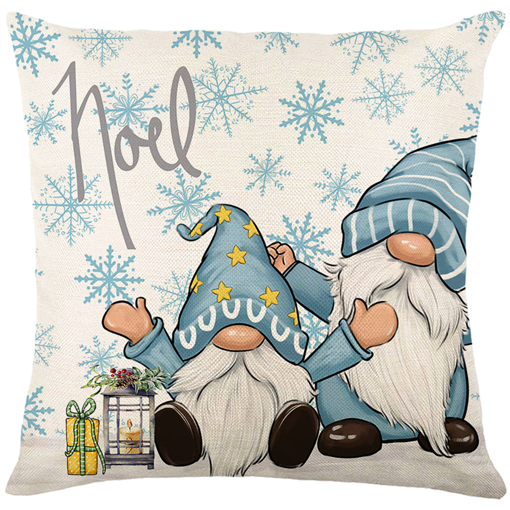 DJZCL-S2, HOSTECCO Blue Christmas Throw Pillow Covers 18x18 inch Set of 4 Snowman Xmas Pillowcases Winter Holiday Decorative Cushion Cases