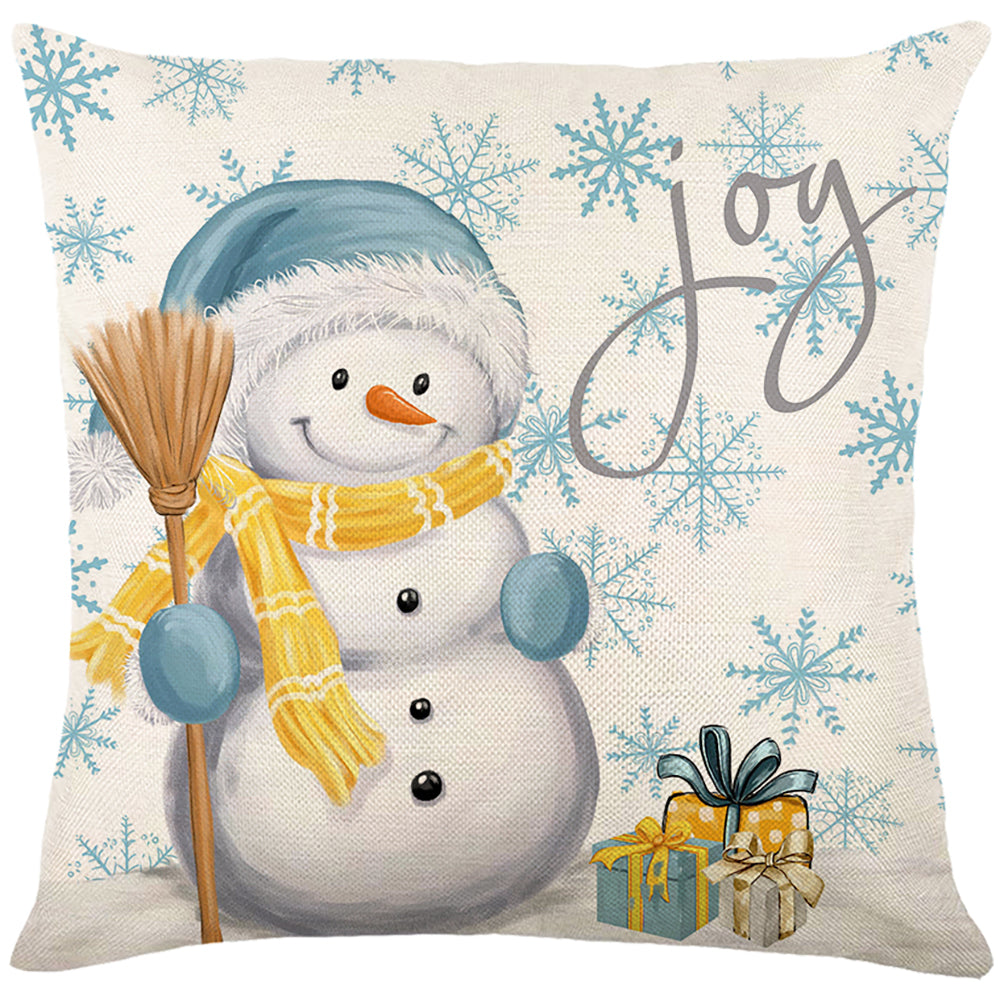 DJZCL-S2, HOSTECCO Blue Christmas Throw Pillow Covers 18x18 inch Set of 4 Snowman Xmas Pillowcases Winter Holiday Decorative Cushion Cases