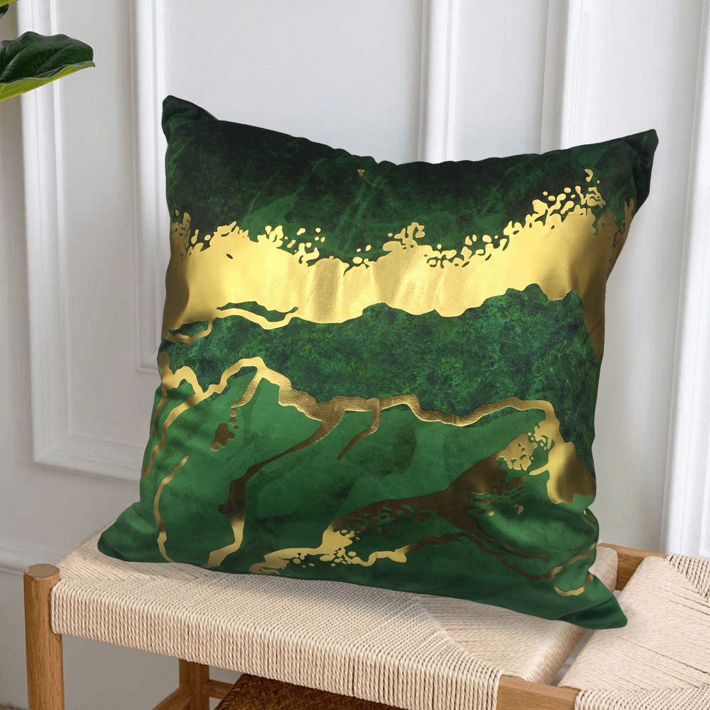 HOSTECCO Gold Marble Throw Pillow Covers 18x18 inch Gold Foil Stamping Pillow Cases for Sofa Living Room