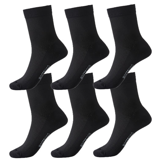 HOSTECCO Odor Resistant Socks for Men and Women Sweat Resistant Cotton Socks Black Socks for Athletic, Running, Daily 6 Pairs Pack Fit 6-11