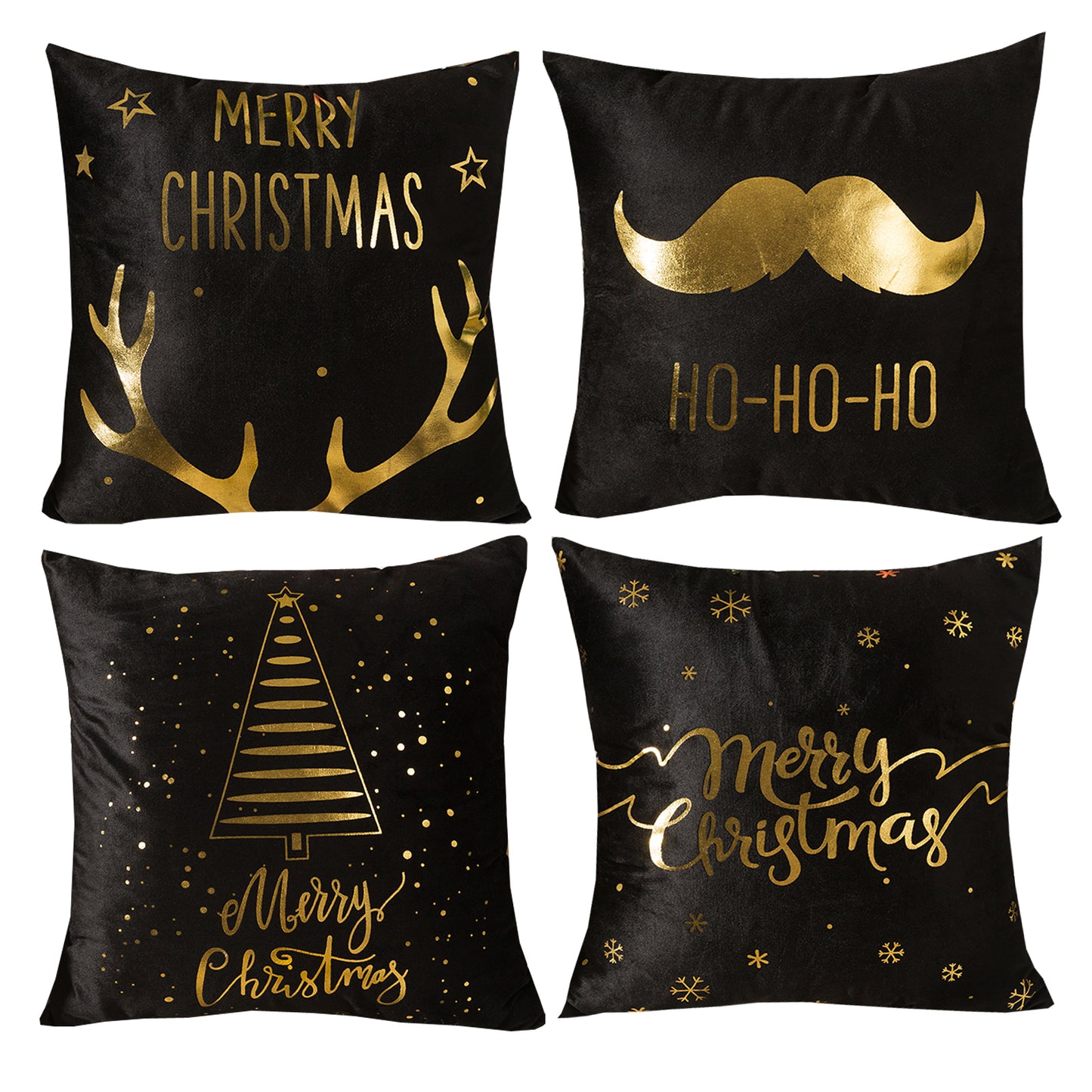 HOSTECCO Gold Stamping Throw Pillow Covers Set of 4 Geometric Pillow Cases Square Decorative Cushion Covers for Sofa Couch Outdoor 18x18 inches