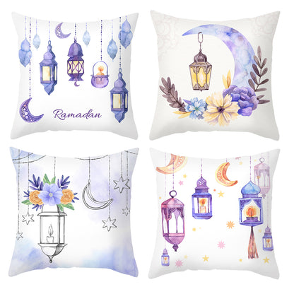 Ramadan Pillow Covers 18x18 inches Set of 4 Moon and Stars Pillowcases for Sofa Couch