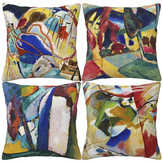 Kandinsky Style Geometric Abstract Throw Pillow Cover 18x18 Inch Set of 4