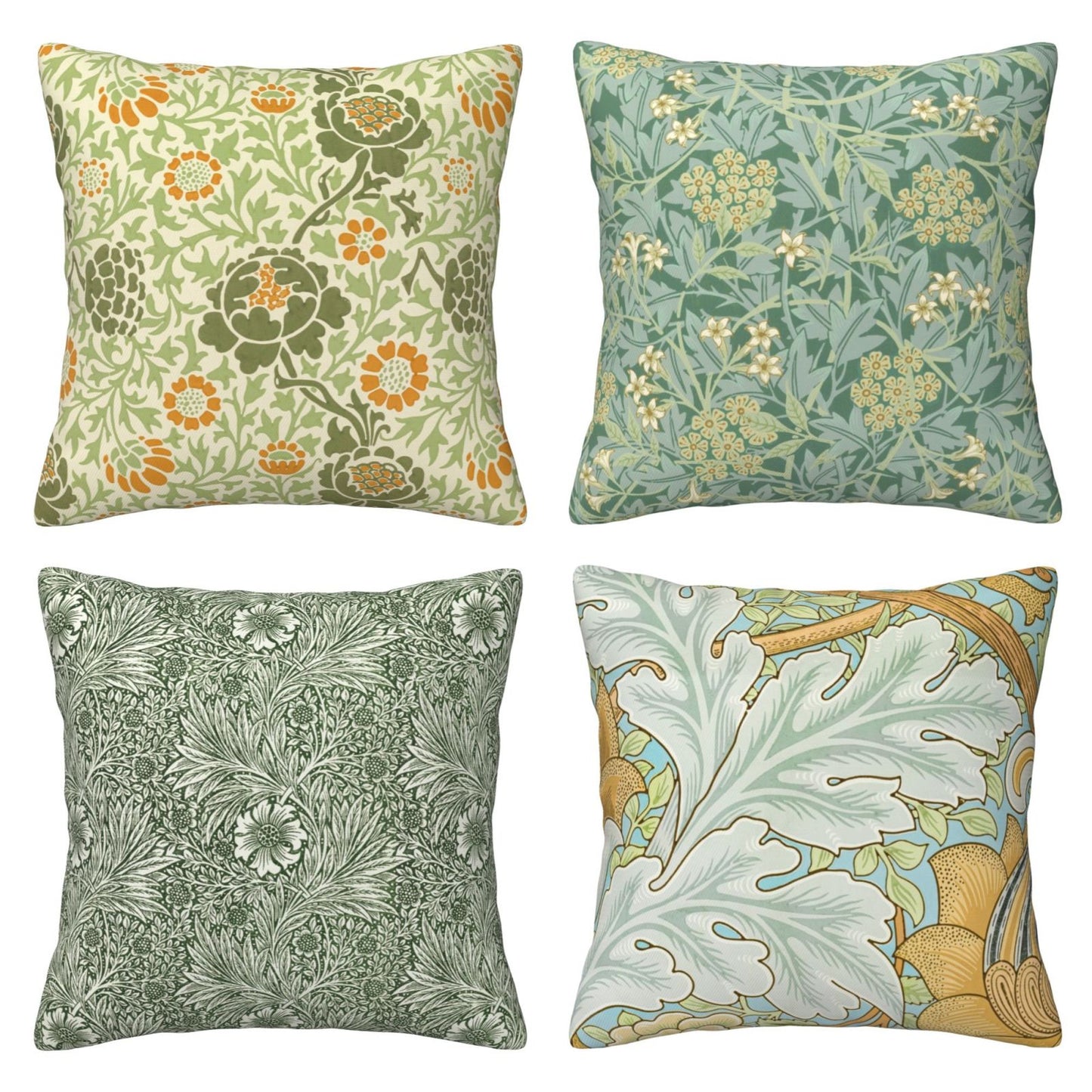 HOSTECCO William Morris Throw Pillow Covers 18x18 Inch Floral Pillow Cases for Sofa Couch Office