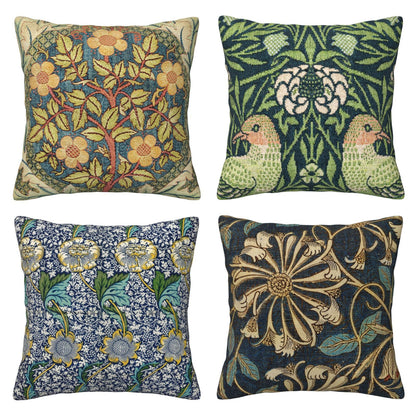 HOSTECCO William Morris Throw Pillow Covers 18x18 Inch Floral Pillow Cases for Sofa Couch Office