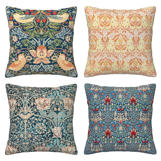 HOSTECCO William Morris Throw Pillow Covers 18x18 Inch Floral Pillow Cases for Sofa Couch Office