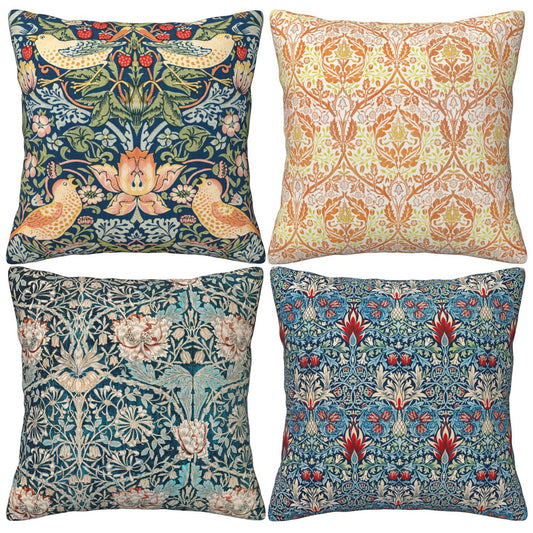 William Morris Style Cushion Covers | Vintage Floral & Bird Pillow Covers