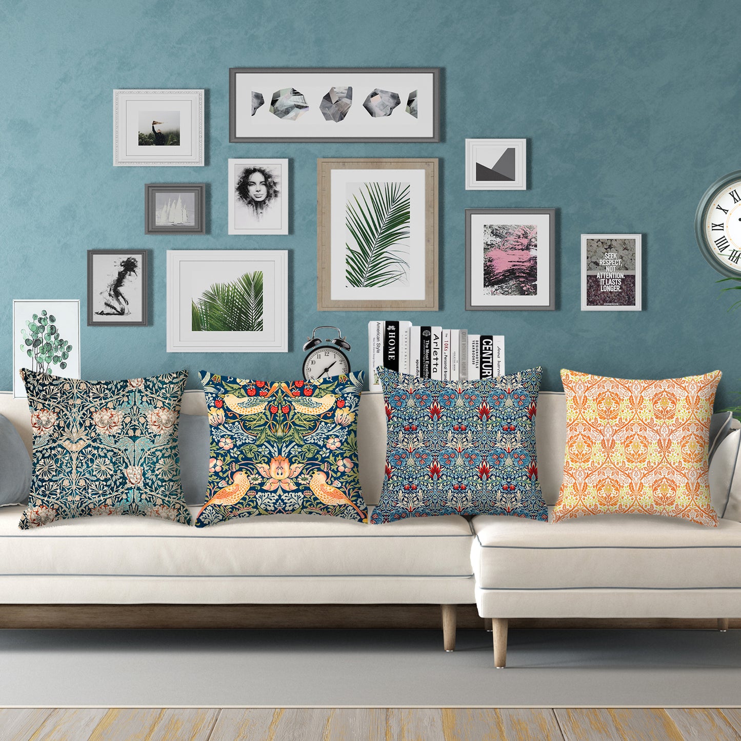 William Morris Style Cushion Covers | Vintage Floral & Bird Pillow Covers