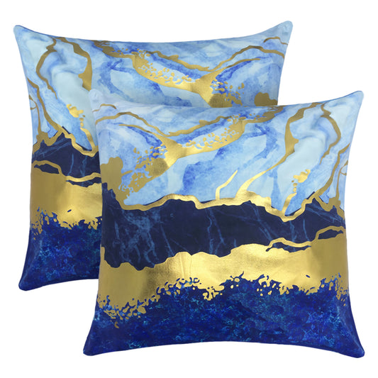 GSXASBL, HOSTECCO Navy Blue Gold Throw Pillow Covers 18x18 inch Gold Stamping Marble Pillow Cases for Sofa Living Room