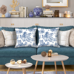Toile throw pillow covers 18x18 Set of 2 for sofa couch and living room decor