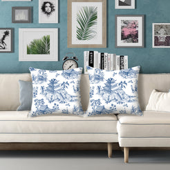 Toile throw pillow covers 18x18 Set of 2 for sofa couch and living room decor