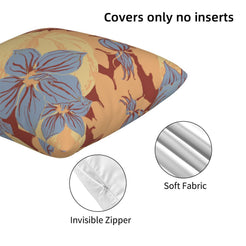 Tan and rust pumpkin velvet pillow cover showing soft fabric and hidden zipper