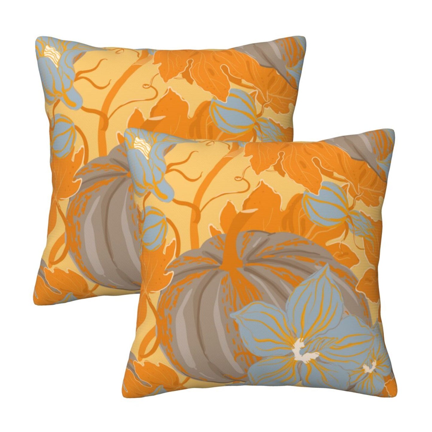 HOSTECCO Autumn Throw Pillow Covers Set of 2 Fall Pumpkin Flowers Pillow Cases Harvest Decorative Cushion Covers for Sofa Couch