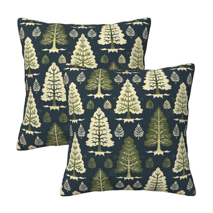 HOSTECCO Christmas Tree Throw Pillow Covers Set of 2 Green Xmas Pillow Cases Winter Holiday Decorative Cushion Covers for Sofa