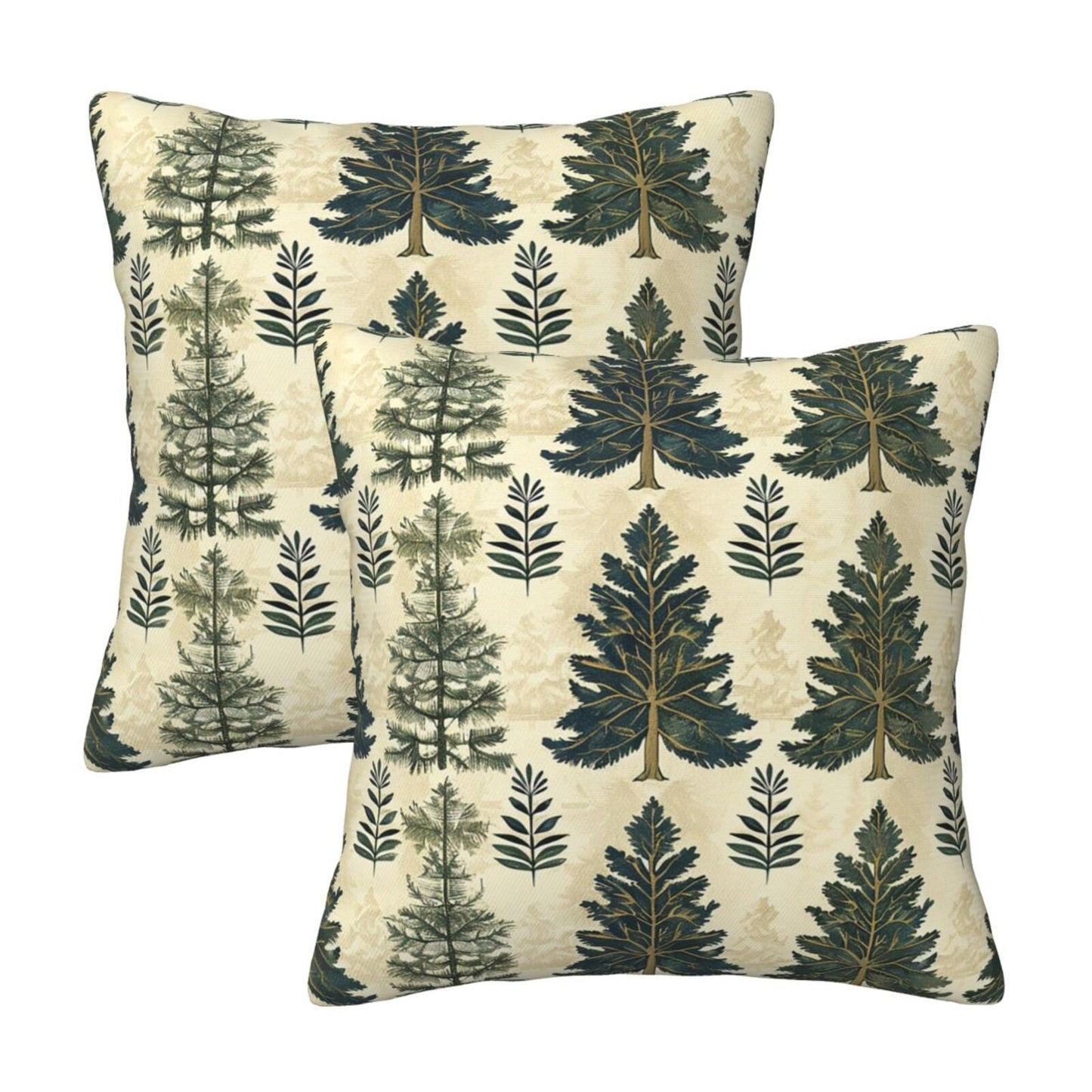 HOSTECCO Christmas Tree Throw Pillow Covers Set of 2 Green Xmas Pillow Cases Winter Holiday Decorative Cushion Covers for Sofa