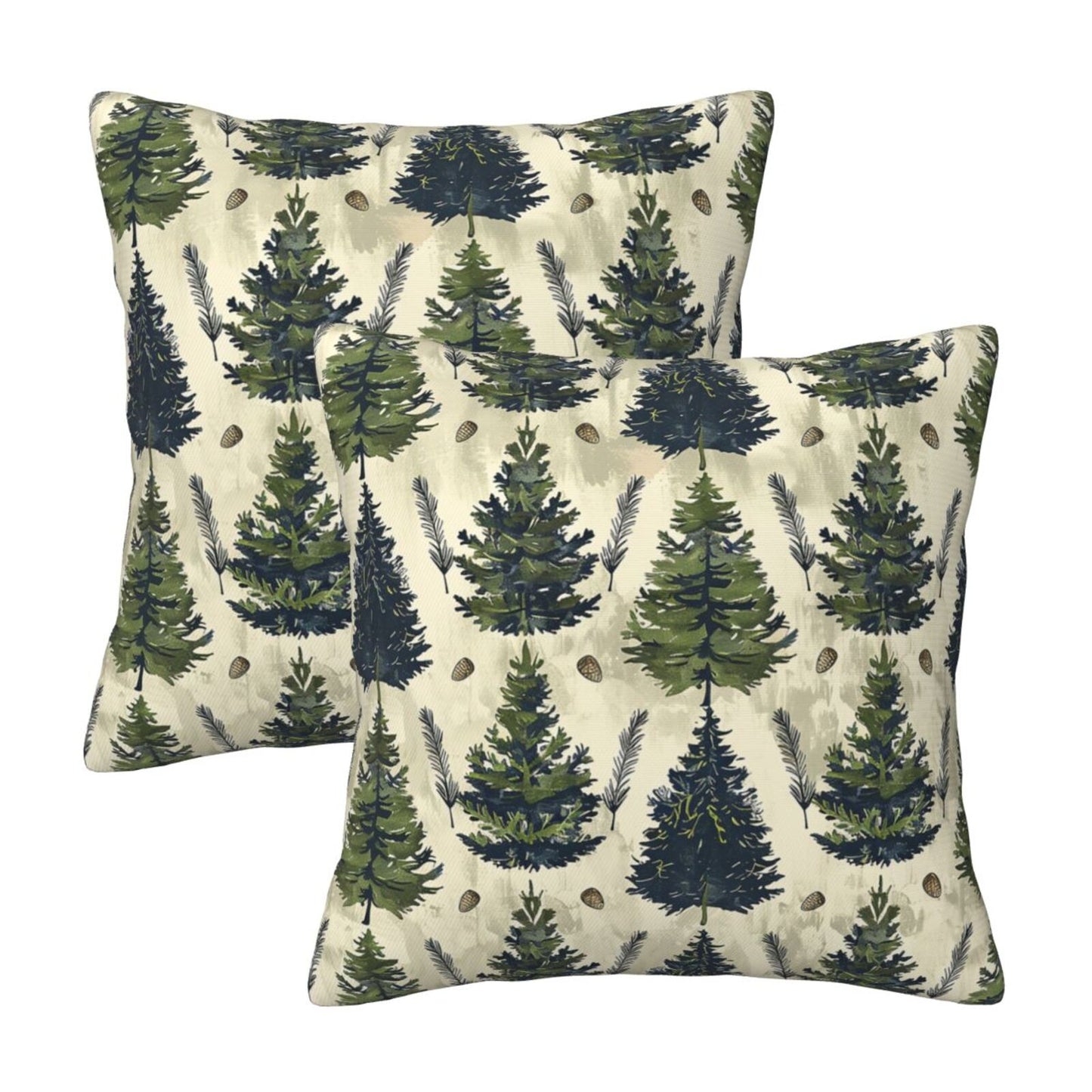 HOSTECCO Christmas Tree Throw Pillow Covers Set of 2 Green Xmas Pillow Cases Winter Holiday Decorative Cushion Covers for Sofa