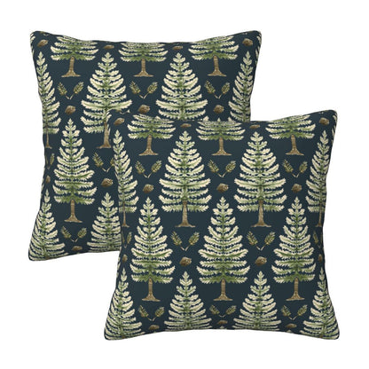 HOSTECCO Christmas Tree Throw Pillow Covers Set of 2 Green Xmas Pillow Cases Winter Holiday Decorative Cushion Covers for Sofa