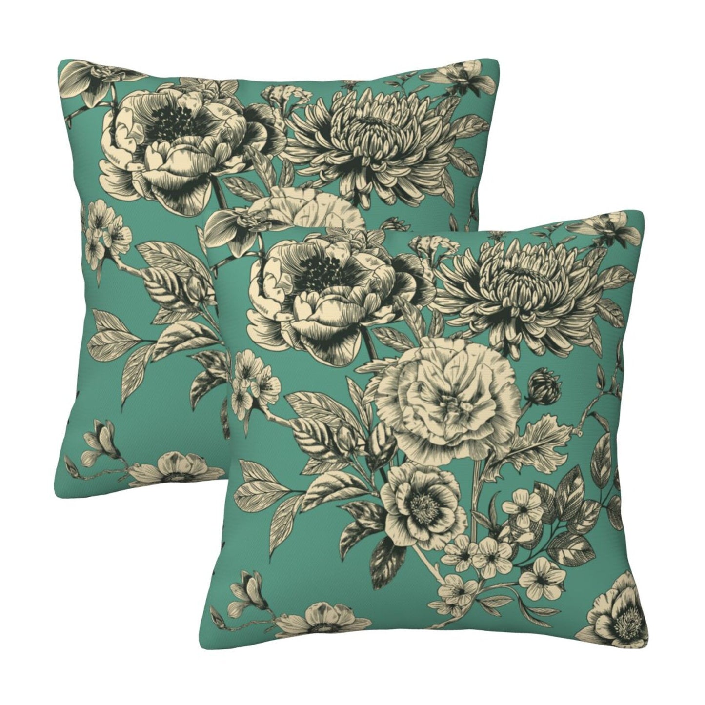 HOSTECCO Toile Throw Pillow Covers Set of 2 Chinoiserie Floral Pillow Cases French Country Decorative Cushion Covers for Sofa Couch