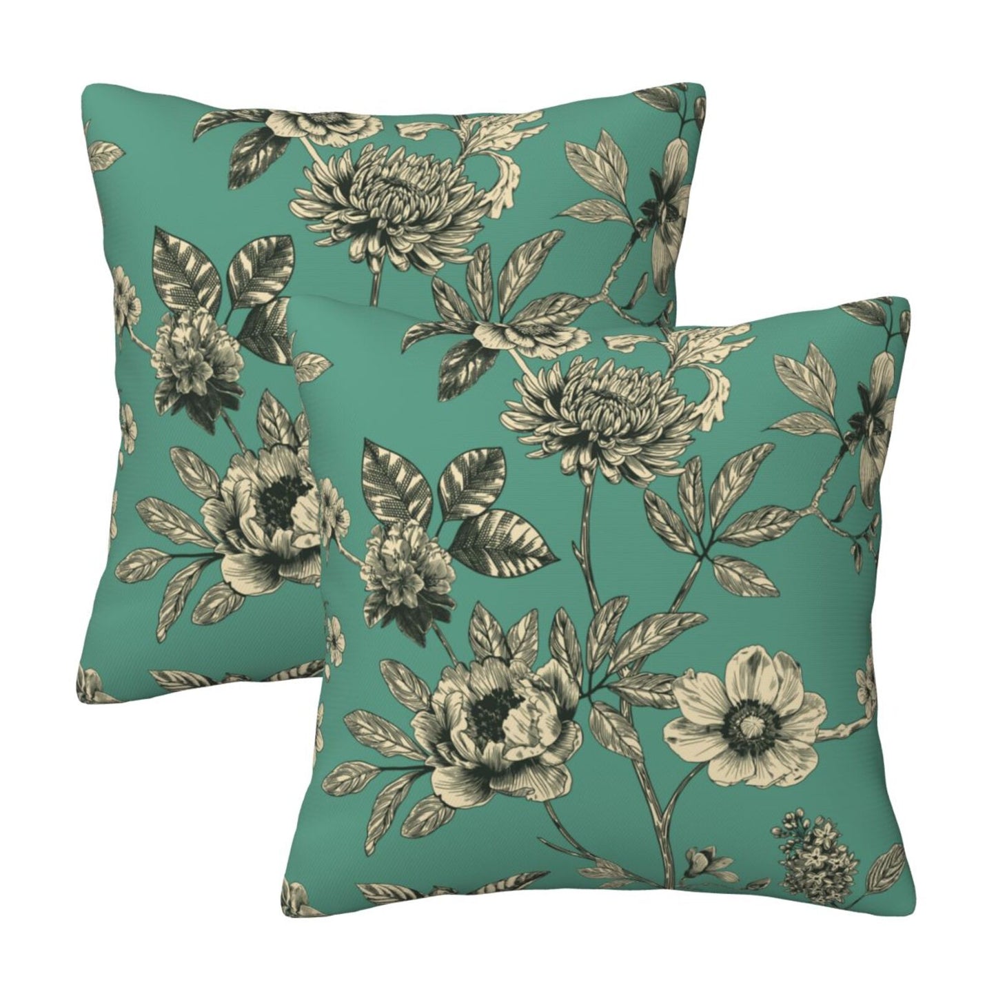 HOSTECCO Toile Throw Pillow Covers Set of 2 Chinoiserie Floral Pillow Cases French Country Decorative Cushion Covers for Sofa Couch