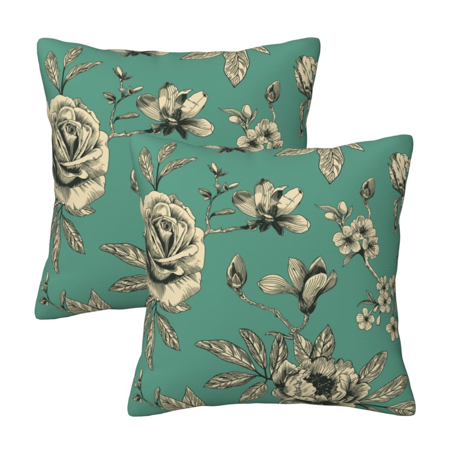 HOSTECCO Toile Throw Pillow Covers Set of 2 Chinoiserie Floral Pillow Cases French Country Decorative Cushion Covers for Sofa Couch