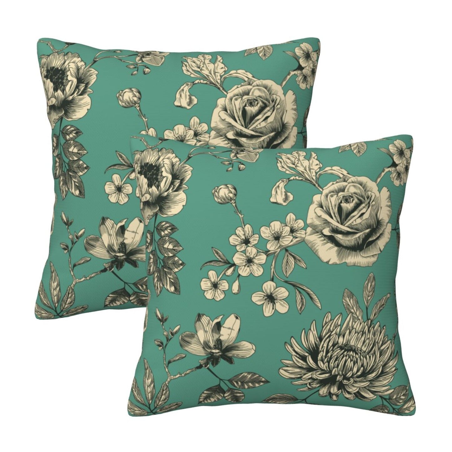 HOSTECCO Toile Throw Pillow Covers Set of 2 Chinoiserie Floral Pillow Cases French Country Decorative Cushion Covers for Sofa Couch