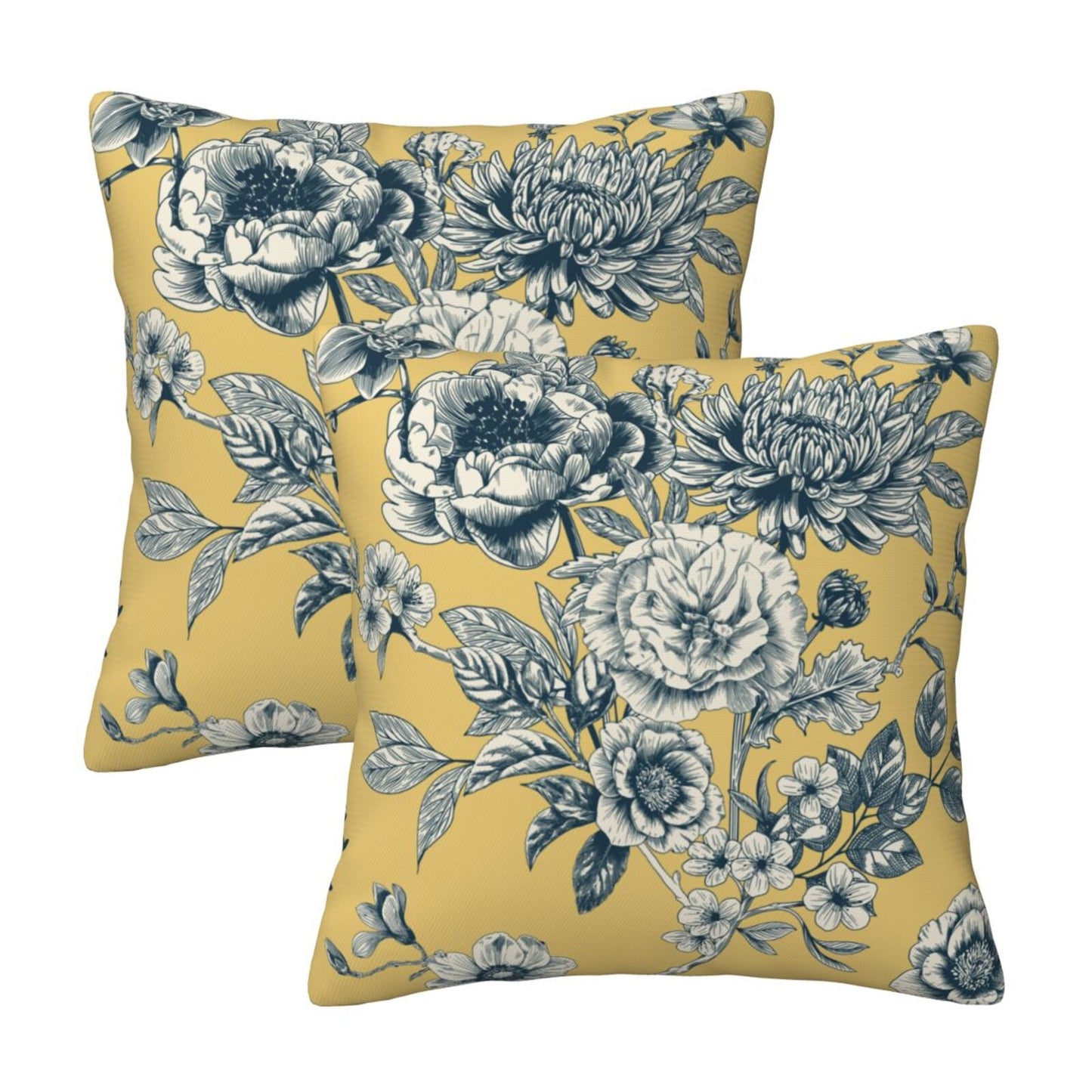 HOSTECCO Toile Throw Pillow Covers Set of 2 Chinoiserie Floral Pillow Cases French Country Decorative Cushion Covers for Sofa Couch