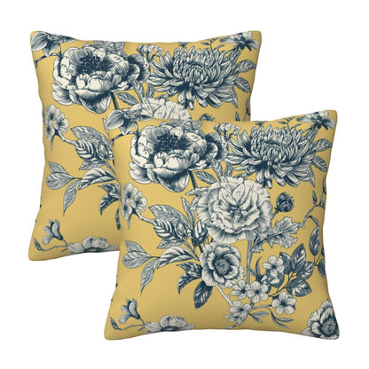 HOSTECCO Toile Throw Pillow Covers Set of 2 Chinoiserie Floral Pillow Cases French Country Decorative Cushion Covers for Sofa Couch