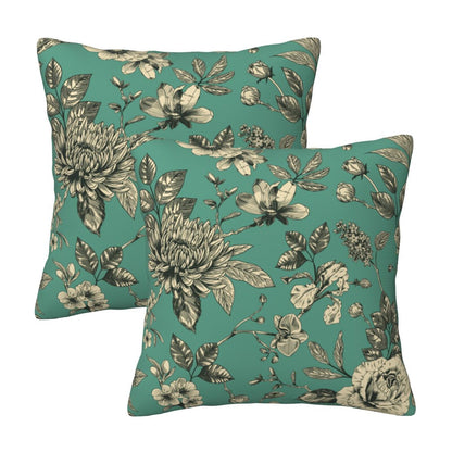 HOSTECCO Toile Throw Pillow Covers Set of 2 Chinoiserie Floral Pillow Cases French Country Decorative Cushion Covers for Sofa Couch