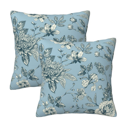 HOSTECCO Toile Throw Pillow Covers Set of 2 Chinoiserie Floral Pillow Cases French Country Decorative Cushion Covers for Sofa Couch