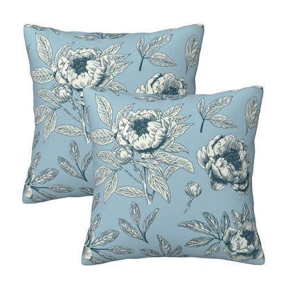 HOSTECCO Toile Throw Pillow Covers Set of 2 Chinoiserie Floral Pillow Cases French Country Decorative Cushion Covers for Sofa Couch