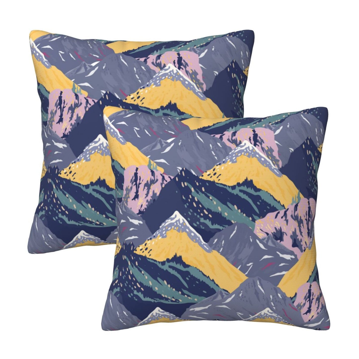 HOSTECCO Abstract Mountain Throw Pillow Covers Set of 2 Natural Scenery Pillow Cases Nature Decorative Cushion Covers for Sofa Couch