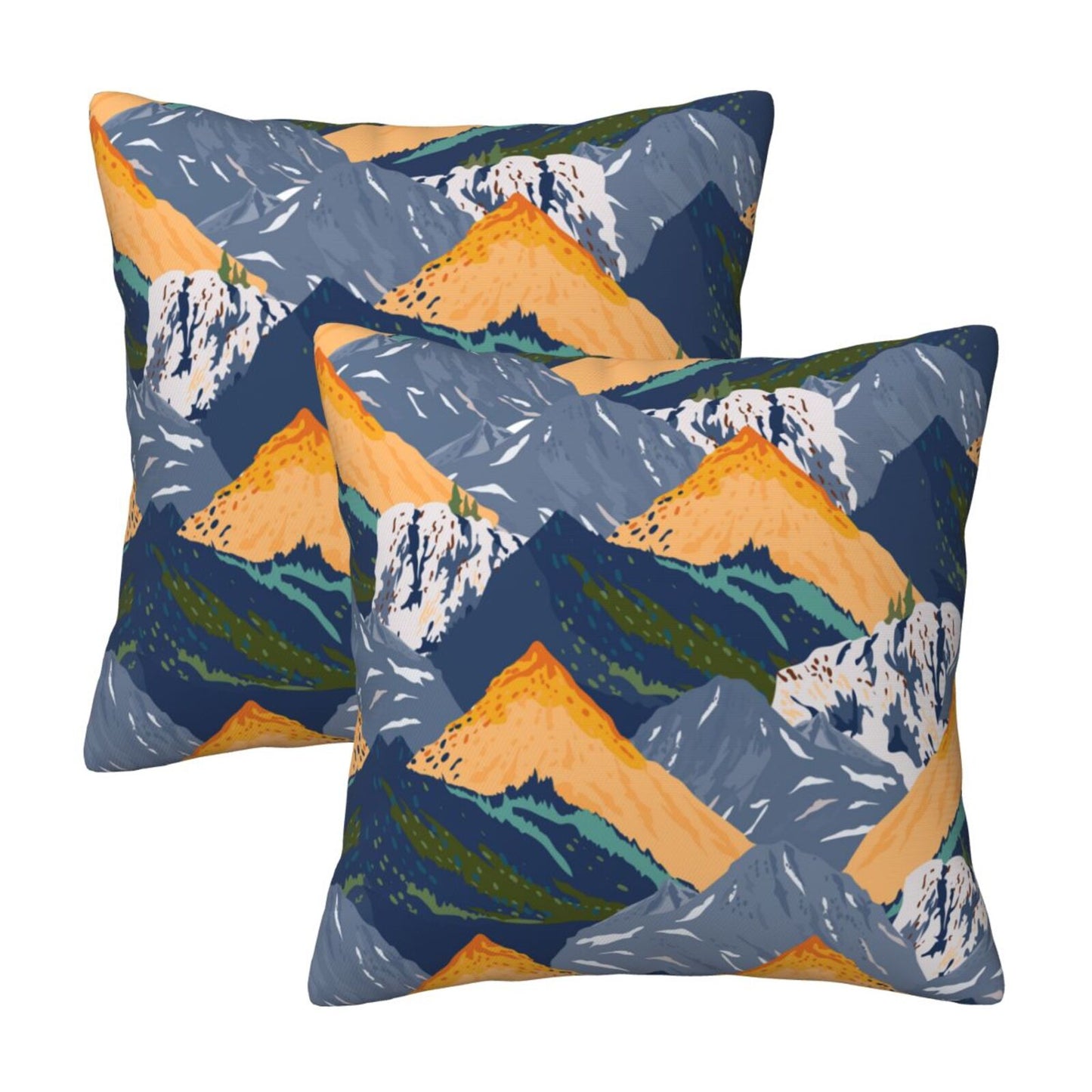 HOSTECCO Abstract Mountain Throw Pillow Covers Set of 2 Natural Scenery Pillow Cases Nature Decorative Cushion Covers for Sofa Couch