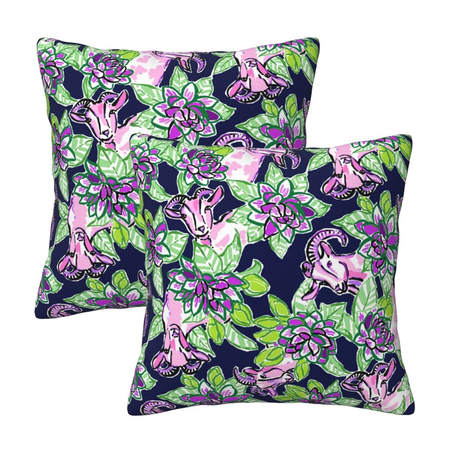 HOSTECCO Preppy Throw Pillow Covers Set of 2 Floral Preppy Pillow Cases Back to School Decorative Cushion Covers for Students Girls