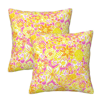 HOSTECCO Preppy Throw Pillow Covers Set of 2 Floral Preppy Pillow Cases Back to School Decorative Cushion Covers for Students Girls