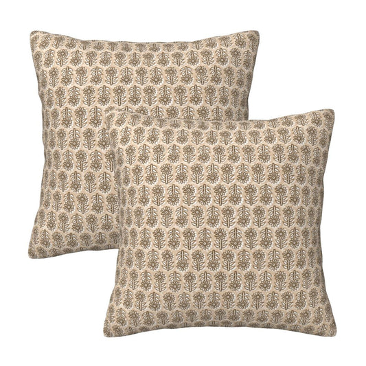 Block Print Throw Pillow Covers 18x18 inch Set of 2 Vintage Farmhouse Decorative Cushion Covers