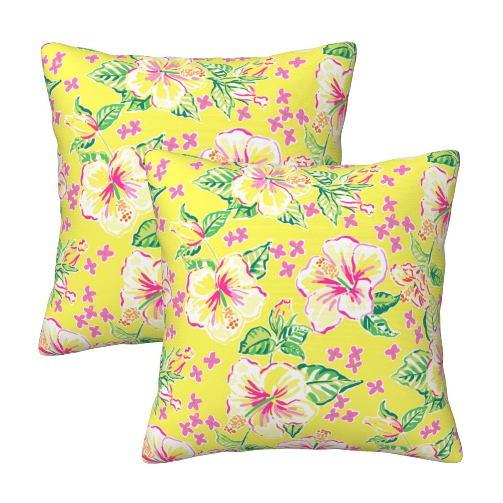 Floral throw pillow covers 18x18 Set of 2 for sofa couch and living room decor