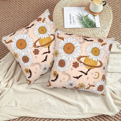 Halloween Themed Throw Pillow Covers 18x18 inch Set of 2 Spooky Skulls Velvet Cushion Covers for Sofa Couch