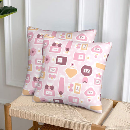 HOSTECCO Coquette Throw Pillow Covers 18x18 inch Set of 2 Pink Color Bow Pillow Cases Girly Aesthetic Decorative Cushion Covers for Bedroom Dormitory