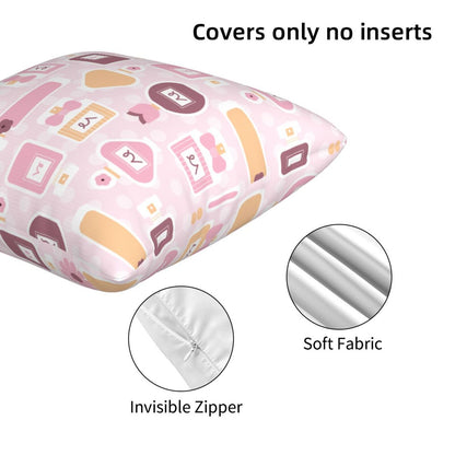 HOSTECCO Coquette Throw Pillow Covers 18x18 inch Set of 2 Pink Color Bow Pillow Cases Girly Aesthetic Decorative Cushion Covers for Bedroom Dormitory