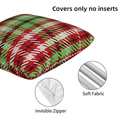 HOSTECCO Red and Green Throw Pillow Covers 18x18 inch Set of 2 Christmas Plaid Pillow Cases Xmas Winter Decorative Cushion Covers for Sofa Couch